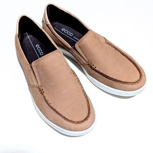 ECCO Men's Tan Cathum Moc Toe Slip on Sneaker Loafer, Size EU 39